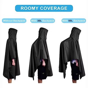 Outdoor 3in1 <b>Hooded</b> Waterproof Military Raincoat <b>Poncho</b> Motorcycle Camping Hiking Travel Rain Cover Tent - Product Image 5
