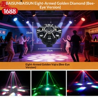 Projecteur de scène DJ LED DMX Stroboscope 8 bras Bee Eye 180W RGBW Laser Lumière de fête à télécommande à tête mobile pour Mariage et Soirée Disco