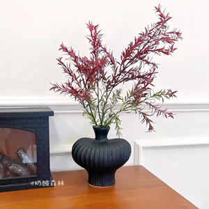 Vase en céramique de style rétro avec fleurs artificielles, pièce unique, décoration de bureau pour la maison, accessoires de mariage - Product Image 5
