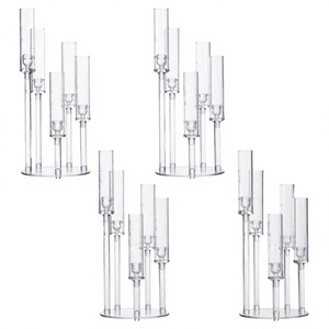 4PCS 5 Arm Elegant Acrylic Candelabra for Table <b>Wedding</b> <b>Centerpiece</b> Clear 21.8 in Height 8.6 in Width & Length China - Product Image 4