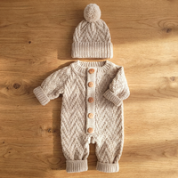 Combinaison tricotée chaude décontractée pour bébé, personnalisable en usine, barboteuse à manches longues pour nouveau-né, pull tendance pour garçon