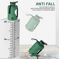 Bouteille d'eau en plastique de 74 oz, carafe d'eau de 2,2 l grande capacité pour adultes avec couvercle à 2 fonctions, bouteille d'eau de 2000 ml pour la gym, bouteille d'eau motivante d'un demi-gallon