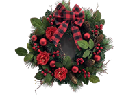 Guirlande de Noël décorative Senmasine 40 cm à suspendre en extérieur, avec feuilles artificielles, baies rouges, cônes de pin et branche enneigée