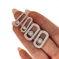 Boucles d'oreilles ovales en platine PT950, diamant de laboratoire sélectionné, couleur D, clarté cristalline, qualité vérifiable par les experts, design unique