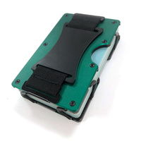 Dompet pria pemblokir Rfid, dengan tali uang tunai, dompet gaya L, pemegang kartu kredit aluminium Aloi