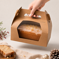 Boîte à gâteau en papier kraft brun naturel, écologique, de qualité alimentaire, avec logo personnalisé, pour pâtisserie, dessert, à emporter, avec poignée