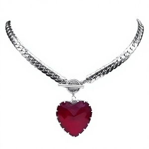 Oferta Especial: Gargantilla Punk con Cierre OT y Corazón Rojo para Mujer, Collar de Acero Inoxidable 316L con Colgante Plateado para Fiesta - Product Image 3