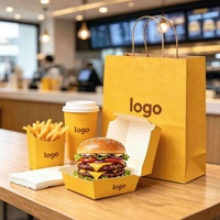 Caja Ecológica Personalizada para Comida para Llevar, con Compartimento para Mini Smash Burger, Vaso para Salsas, Envoltorio para Pollo Frito, Papas Fritas, Empaque para Comida Rápida