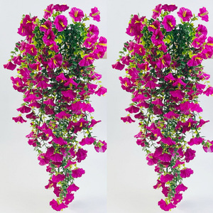 Panier de fleurs artificielles Yixin Floral Art, rose et violet, vigne suspendue, décoration de mariage, décoration de la maison, décoration murale extérieure, patio, 30cm-100cm - Product Image 1