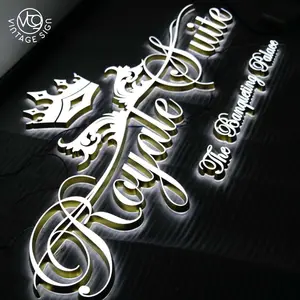 Acryl Letters Front-Lit Winkel Logo Naam Design Front Lit Verlichting Metalen Bord Leveranciers Met Hoge Kwaliteit