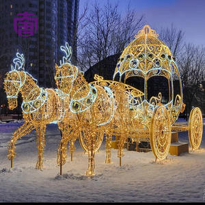 Carruaje de caballos grande con luces LED 3D para exteriores, luces de cadena luminosas, nuevo diseño IP65 para decoraciones de Navidad y Halloween - Product Image 3