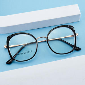 Monture de lunettes ronde en acétate TR90 87200, protection contre la lumière bleue bicolore, monture de lunettes unisexe - Product Image 3