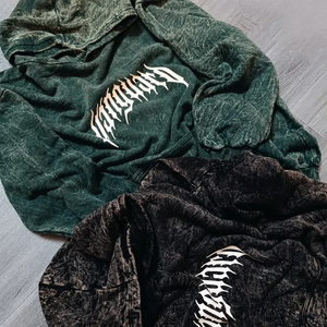 Custom <b>Hip</b> Hop Oversized Vintage Washed Cut and Sew Raw Hem Hoodies Screen Printing Acid Wash Hoodie <b>for</b> Men - Product Image 4