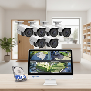 Système de caméra de sécurité NVR 4COVR 6X 8MP 4K à 8 canaux avec moniteur LCD CCTV, vision nocturne IA, sécurité domestique 4K Full HD, visualisation extérieure via application - Product Image 3