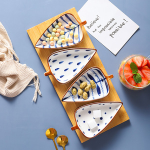 Plateau en bois moderne et créatif en céramique <span class=keywords><strong>pour</strong></span> le salon Assiette à fruits avec motif de feuilles Assiette à sauce <span class=keywords><strong>pour</strong></span> collation - Product Image 2