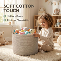 Panier de rangement pour couvertures de grande capacité 65L de haute qualité, en corde de coton tressée, pour organiser le linge, panier pour bébé avec poignée