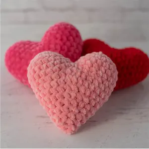 El yapımı tatlı Amigurumi kalp sevgililer tığ kalp pembe tığ kalp Amigurumi bebek