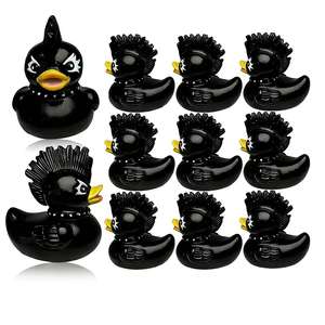 批发定制徽标迷你<span class=keywords><strong>2.3</strong></span>英寸非主流莫霍克发型橡皮鸭乙烯基吱吱叫黄色洗澡鸭玩具橡皮鸭 - Product Image 1