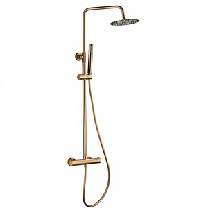 Sistema <span class=keywords><strong>doccia</strong></span> moderno <span class=keywords><strong>con</strong></span> termostato a barra tonda in plastica, miscelatore a termostato <span class=keywords><strong>e</strong></span> <span class=keywords><strong>soffione</strong></span> a soffitto. - Product Image 1