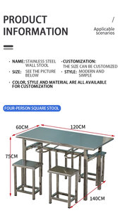 Bàn ghế ăn cho 4 người, bàn ghế ăn nhanh hình chữ nhật cho trường học và nhân viên nhà máy - Product Image 6