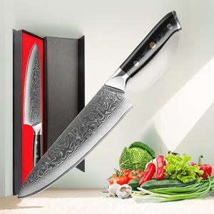 Couteau de chef japonais professionnel de 8 pouces pour sushi, acier Damas VG10, fait main, luxueux, <span class=keywords><strong>Kingpower</strong></span> KP-1688-6, manche G10, écologique - Product Image 1