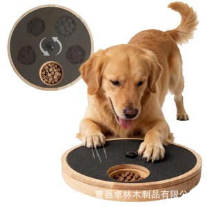 Wooden dog <b>scratching</b> <b>post</b> with treat box, round claw and nail scraper. - Product Image 5