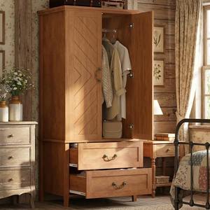 <span class=keywords><strong>Armario</strong></span> de dormitorio de madera alto estilo rústico independiente en forma de V con 2 cajones y <span class=keywords><strong>puertas</strong></span> para ropa, MOQ <span class=keywords><strong>100</strong></span> unidades - Product Image 1