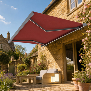 Auvent rétractable de luxe en alliage d'aluminium <span class=keywords><strong>avec</strong></span> auvent en tissu pour <span class=keywords><strong>porte</strong></span> patio, entrées en verre coulissantes et espaces extérieurs - Product Image 1