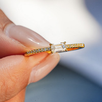 Bague en argent sterling 925 avec moissanite taille émeraude 0,4 carat, bijoux fins de luxe légers, vente en gros d'usine