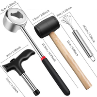 Outil d'ouverture de noix de coco ouvre-marteau de noix de coco maillet en caoutchouc multifonctionnel couteau d'enlèvement de la viande de noix de coco outils de rabot