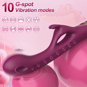 2-in-1 Kaninchen-Vibrator Wiederaufladbarer Silikon-Dildo für Frauen G-Punkt Klitorale Massage Doppelte Vibration Sexspielzeug für Frauen - Product Image 4