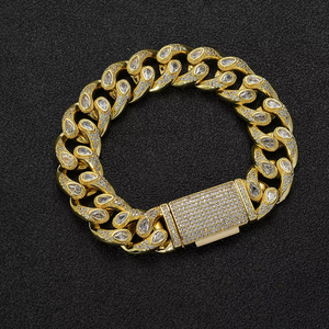 16Mm Water Drop <b>Cuban</b> <b>Chain</b> Bracelet, Single Row Full of Zirconium Hip-hop Bracelet Tanjing Fashion Lijing Necklace - Product Image 2
