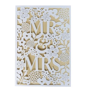 <span class=keywords><strong>Carte</strong></span> d'invitation de mariage de luxe découpée au laser avec vernis mat, motif floral ajouré, personnalisable pour Monsieur et Madame - Product Image 2