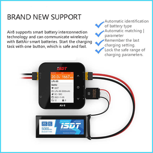 ISDT Air8 500W 20A Lipo Balance Battery Charger Discharger DC 1-8S for Li-po Li-hv Li-fe NiMH Ni-cd Pb with 2 Free Plugs <b>Toys</b> - Product Image 6