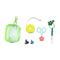 Kit de couture miniature transparent, simple, multicolore, imperméable, avec ciseaux en acier inoxydable, démarreur de fil, mètre ruban et coupe-fil – Ensemble complet