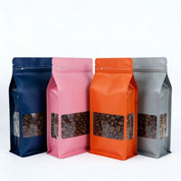 Aluminiumfolie zak met platte bodem, venster en hersluitbare ritssluiting (doypack) voor noten, gedroogd fruit, voedselveilige zak met ophanggat