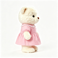 Ours en peluche personnalisé blanc crème, jouet en peluche moelleux avec robe ornée de dentelle, adorable animal en peluche doux