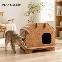 Maison pour chat en liège naturel, écologique et durable, sans assemblage par clous, abri minimaliste pour chat d'intérieur et lit pour chat
