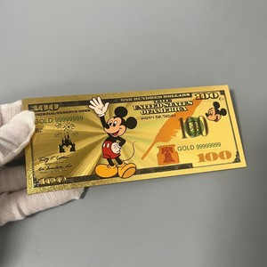 Banconota in plastica dorata a forma di topo dei cartoni animati, con lamina d'oro su entrambi i lati, denaro finto da $100, carta dorata da collezione per Natale dei bambini - Product Image 3