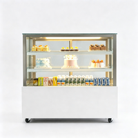 Vitrine réfrigérée pour gâteaux à angle droit de 1,5 m avec porte arrière, vitrine à gâteaux en verre trempé anti-buée pour boulangerie