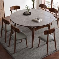 Table ronde extensible en pierre frittée de style nordique pour salle à manger, table pliante en ardoise massif pour petits appartements
