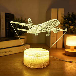 Lampe de table intelligente LED 3D moderne en forme d'avion de chasse, lumière nocturne, décoration de Noël - Product Image 2