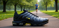 Chaussures de course unisexes For for Plus Wolf Grey Opti Yellow, printemps, empeigne en mesh, semelle extérieure en caoutchouc, semelle intermédiaire en EVA