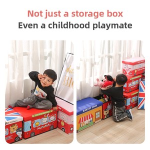 Pouf de rangement rectangulaire en cuir amélioré pour enfants, boîte de rangement pour jouets, design moderne, mobilier multifonctionnel pour <span class=keywords><strong>la</strong></span> maison - Product Image 2