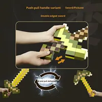 My World LED Diamond Light Sound Sword Pickaxe Deux-en-Un Plastique Transformable Arc Enchanté Flèche Arme Couteau Modèle
