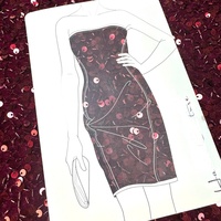Tela Elástica de Punto Resistente a la Abrasión al por Mayor con Bordado Floral de Lentejuelas Brillantes 100% Poliéster