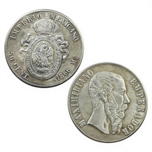 Moneta commemorativa in stile antico del Messico del 1866, 50 Centavos - Maximiliano I, Regali, Decorazione per la casa - Product Image 1