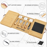 Nouveau plateau à fromage en bambou avec 3 planches et un ensemble de couteaux, plateau à fromage extensible
