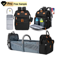 Sac à dos à langer grande capacité 55L avec logo personnalisé, multiples poches, port de chargement USB, sangles pour poussette, OEM ODM