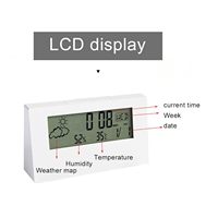 Cadeau idéal : Thermomètre hygromètre numérique multifonctionnel de bureau moderne avec horloge électronique et logo personnalisé